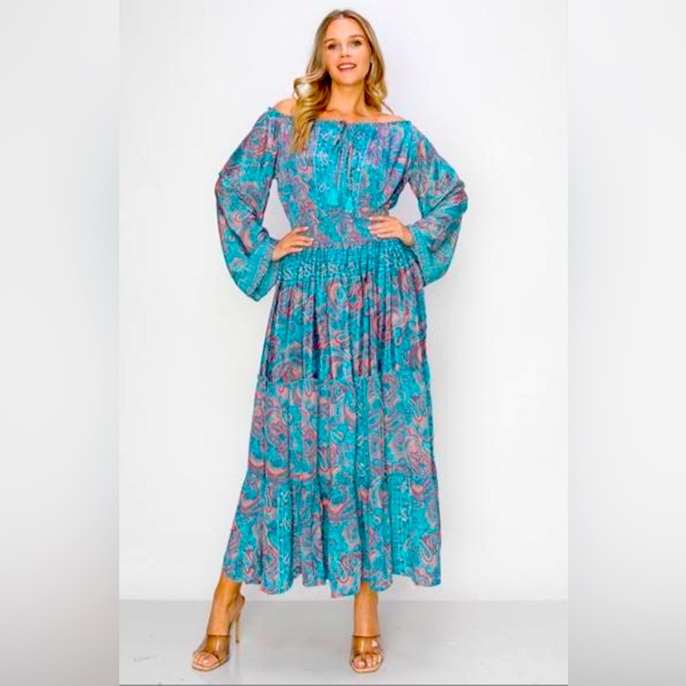 ❤️‍🔥HOT DEAL❤️‍🔥 Bohemian Paisley Print Long Sleeve Dress